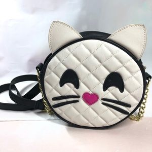 Betsey Johnson White Cat Face Crossbody